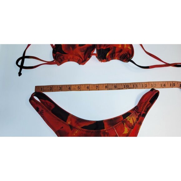 SAME Los Angeles Swim Bikini Set 2Pc Triangke Top High Weist Bottom Floral L - Picture 3 of 5